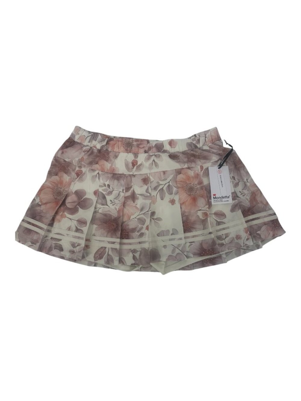 Mondetta Floral Pleated Tennis Gold Skort Large Stretch Activewear Preppy Shorts